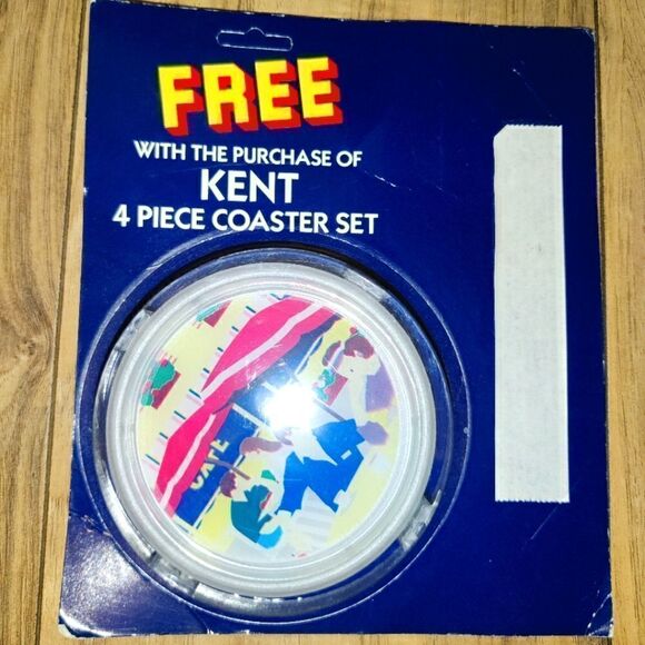 NEW Vintage Kent Coasters Set-4 Pieces in Package Tobacco Cigarette 1980's Promo - Picture 5 of 5